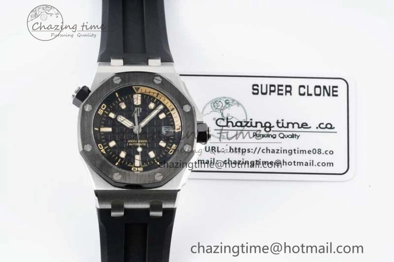 SoftTouch Royal Oak Offshore Diver 15720 Black Ceramic Bezel SS APF 1:1 Best Edition Black Dial on Black Rubber Strap A 4612
