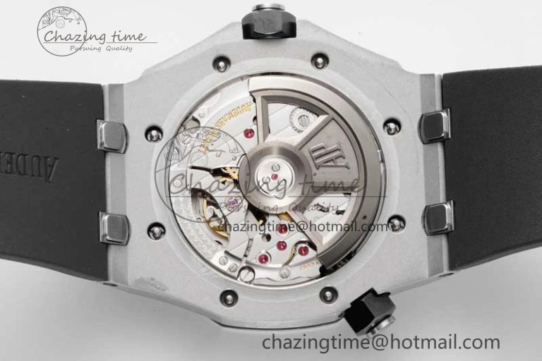 SoftTouch Royal Oak Offshore Diver 15720 Black Ceramic Bezel SS APF 1:1 Best Edition Black Dial on Black Rubber Strap A 4612