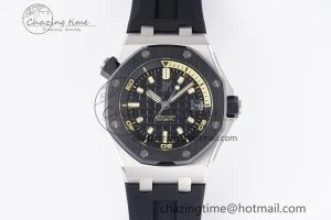 Sleek Royal Oak Offshore Diver 15720 Black Ceramic Bezel ZF 1:1 Best Edition Black Dial on Black Rubber Strap A 4681
