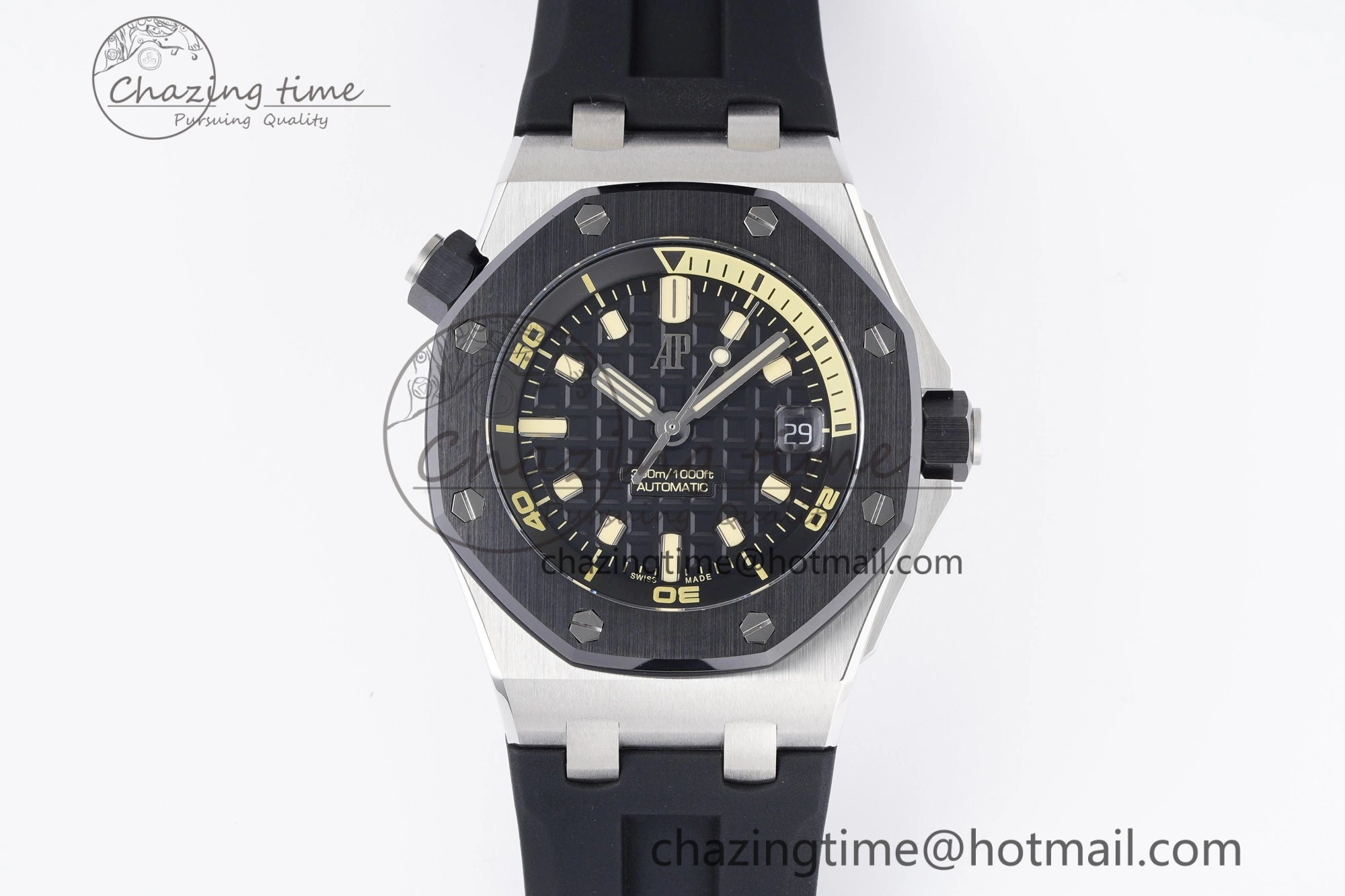 Sleek Royal Oak Offshore Diver 15720 Black Ceramic Bezel ZF 1:1 Best Edition Black Dial on Black Rubber Strap A 4681