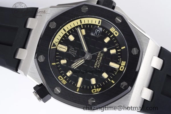 Sleek Royal Oak Offshore Diver 15720 Black Ceramic Bezel ZF 1:1 Best Edition Black Dial on Black Rubber Strap A 4681
