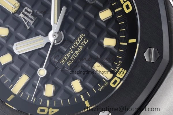 Sleek Royal Oak Offshore Diver 15720 Black Ceramic Bezel ZF 1:1 Best Edition Black Dial on Black Rubber Strap A 4681