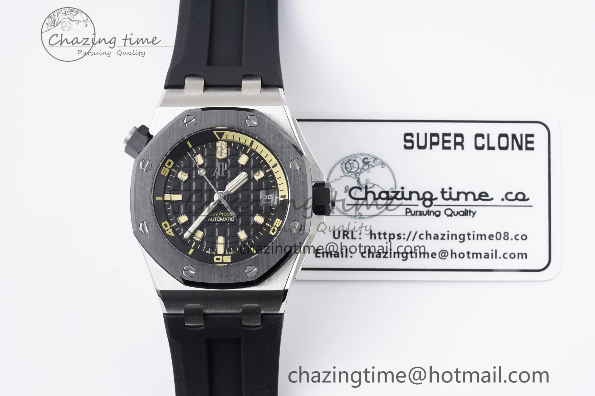 Sleek Royal Oak Offshore Diver 15720 Black Ceramic Bezel ZF 1:1 Best Edition Black Dial on Black Rubber Strap A 4681