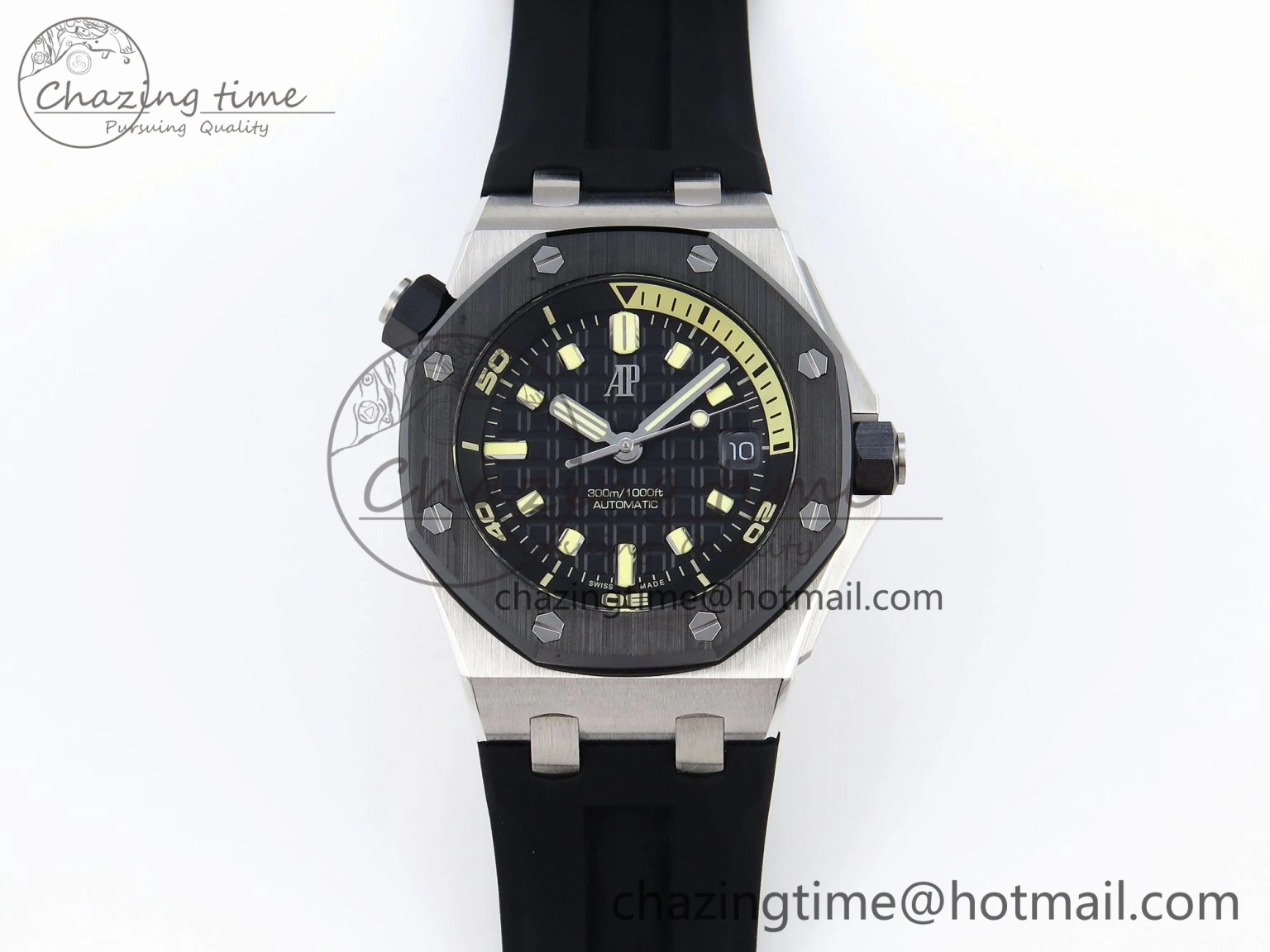 Royal Oak Offshore Diver 15720 Ceramic Bezel APSF 1:1 Best Edition Black Dial on Black Rubber Strap SA Stylish 4541