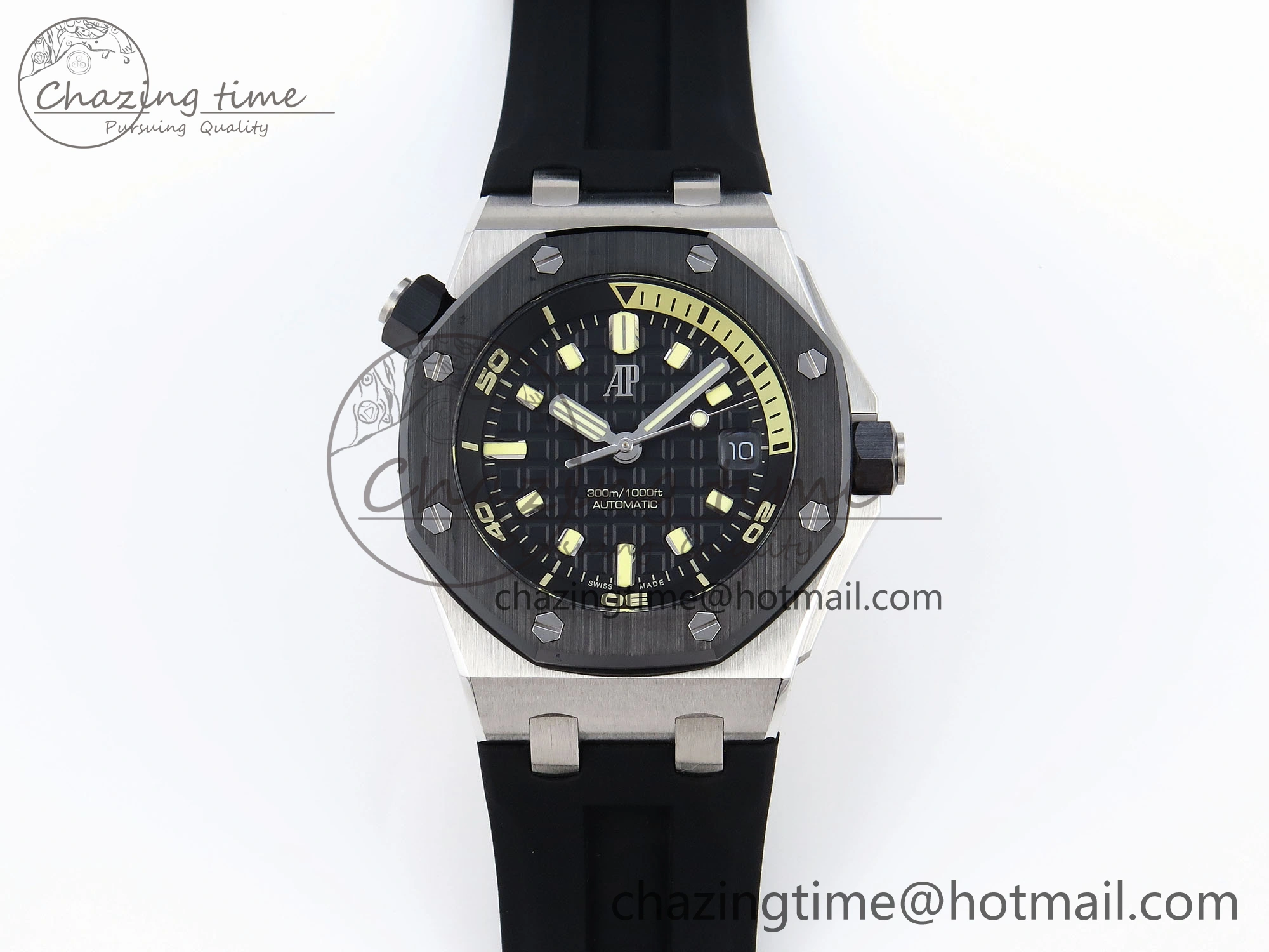 Royal Oak Offshore Diver 15720 Ceramic Bezel APSF 1:1 Best Edition Black Dial on Black Rubber Strap SA Stylish 4541