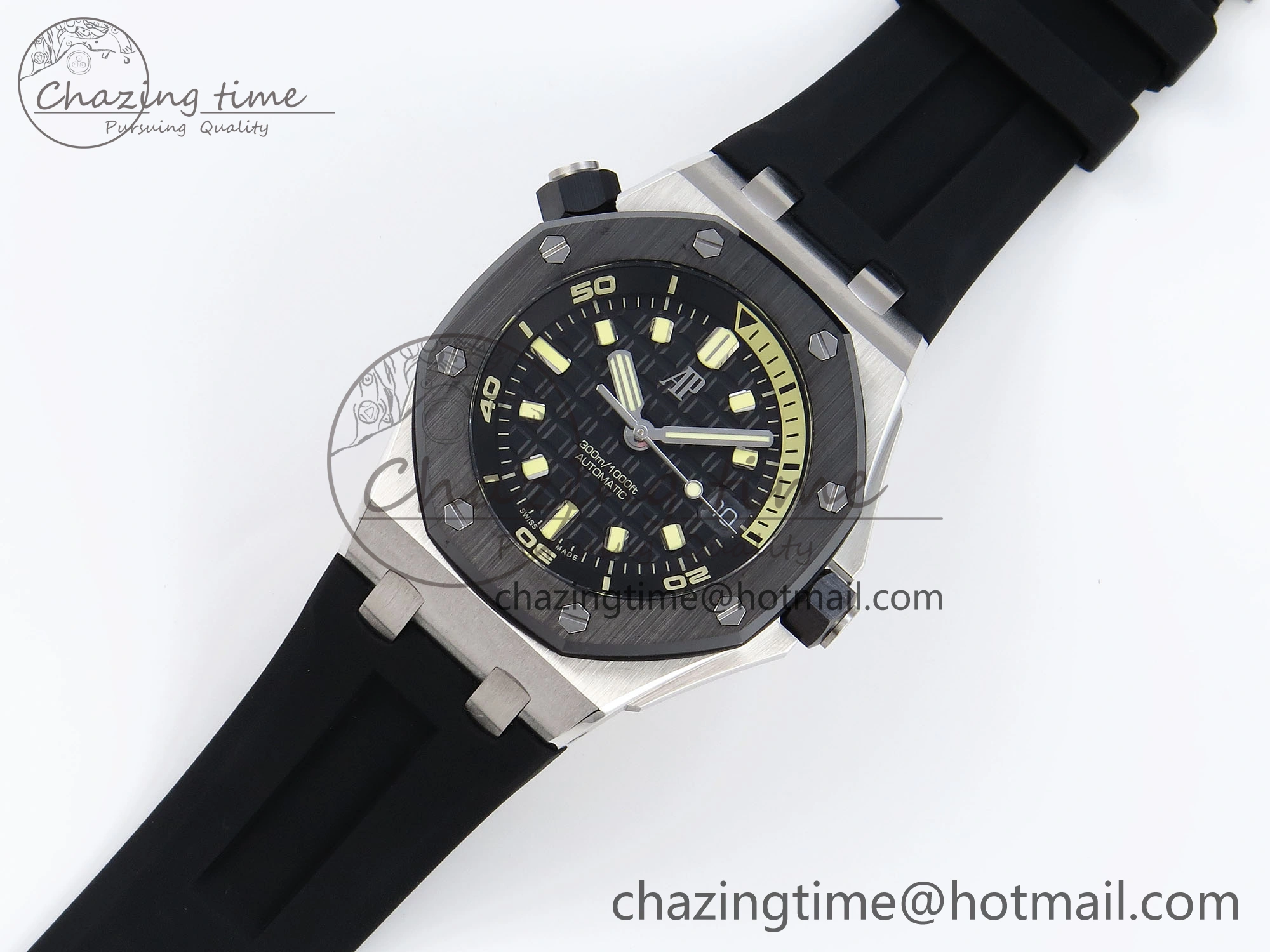 Royal Oak Offshore Diver 15720 Ceramic Bezel APSF 1:1 Best Edition Black Dial on Black Rubber Strap SA Stylish 4541