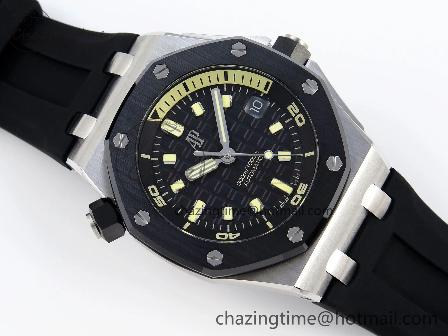 Royal Oak Offshore Diver 15720 Ceramic Bezel APSF 1:1 Best Edition Black Dial on Black Rubber Strap SA Stylish 4541