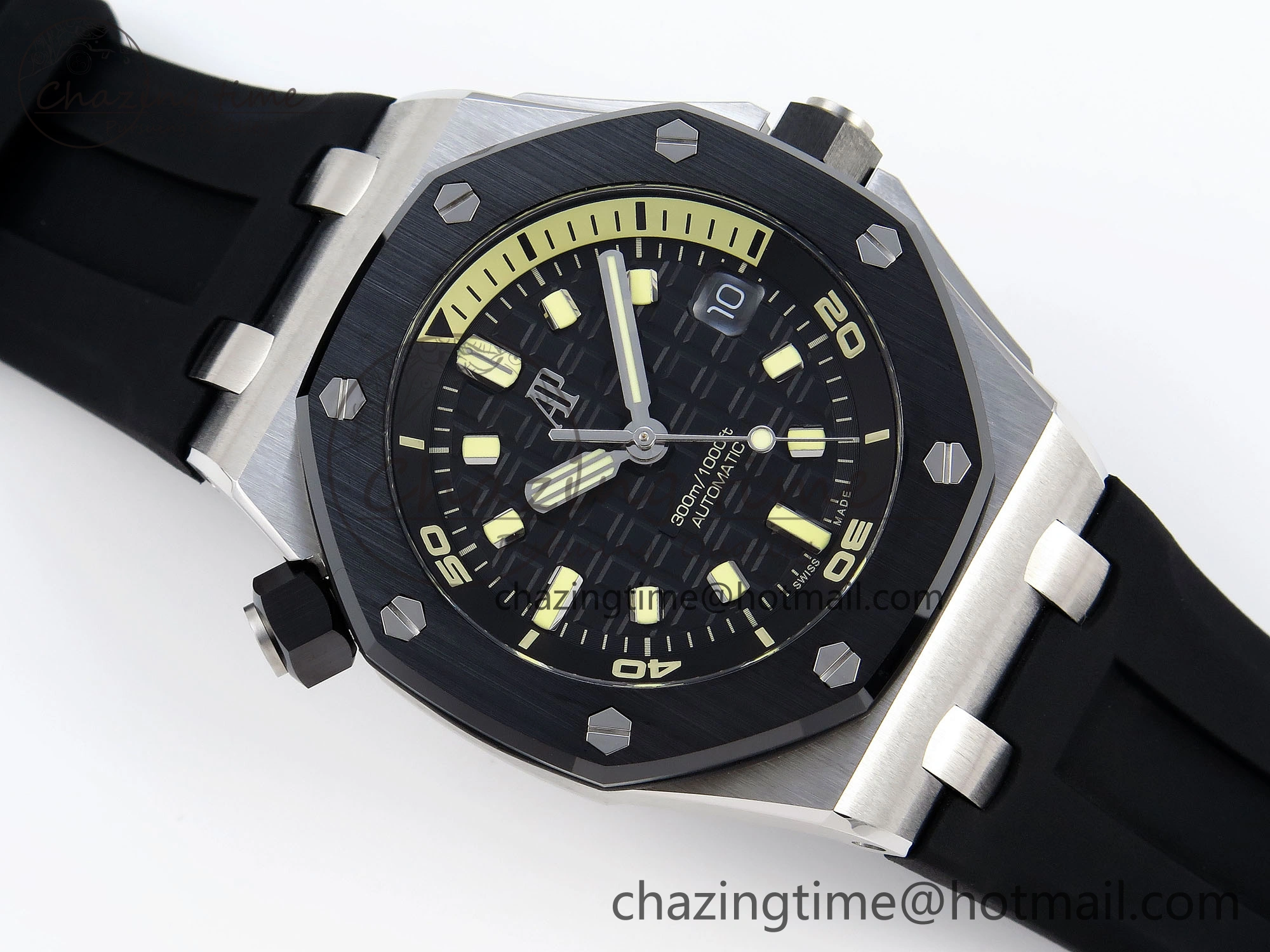 Royal Oak Offshore Diver 15720 Ceramic Bezel APSF 1:1 Best Edition Black Dial on Black Rubber Strap SA Stylish 4541