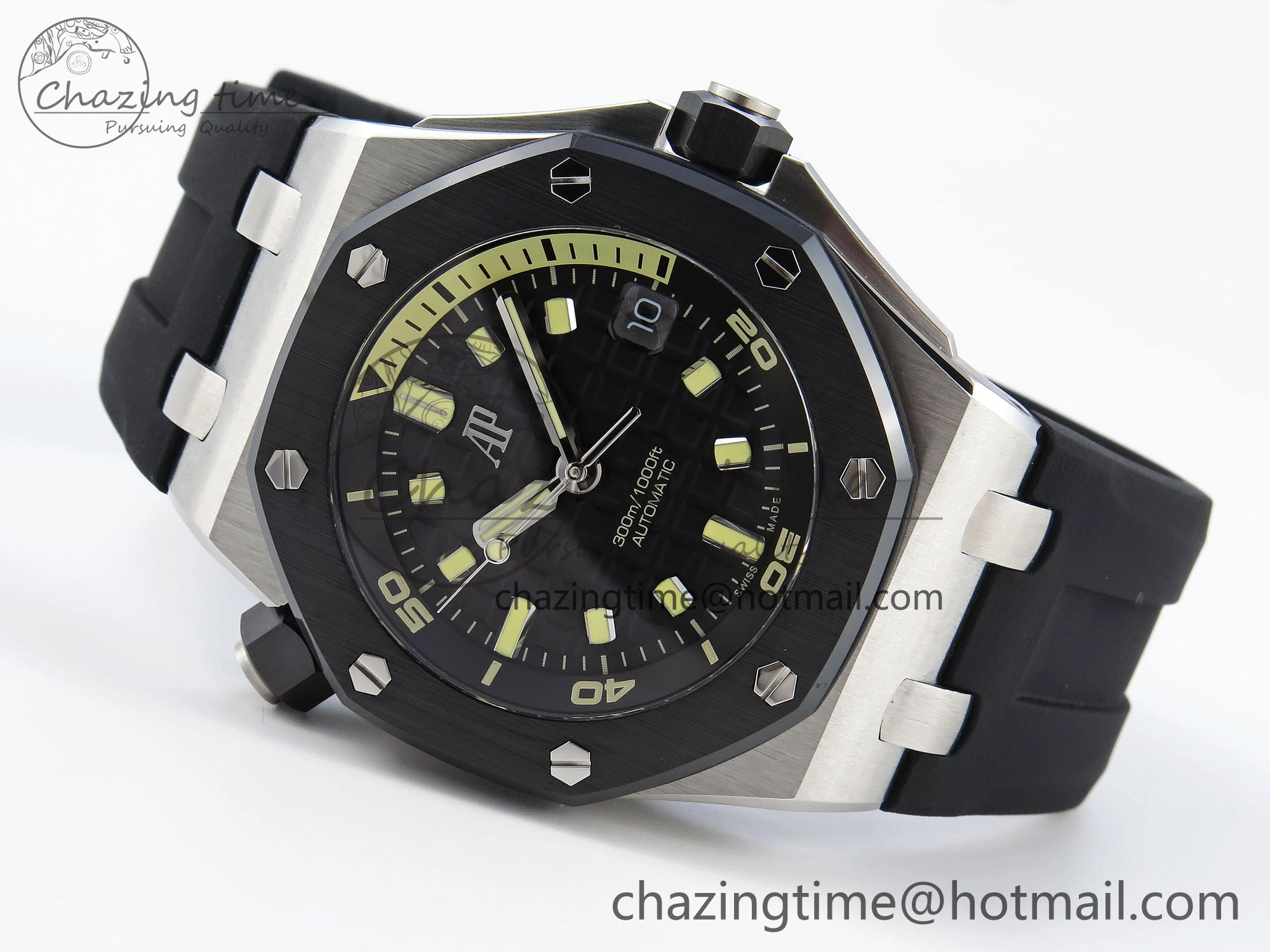 Royal Oak Offshore Diver 15720 Ceramic Bezel APSF 1:1 Best Edition Black Dial on Black Rubber Strap SA Stylish 4541