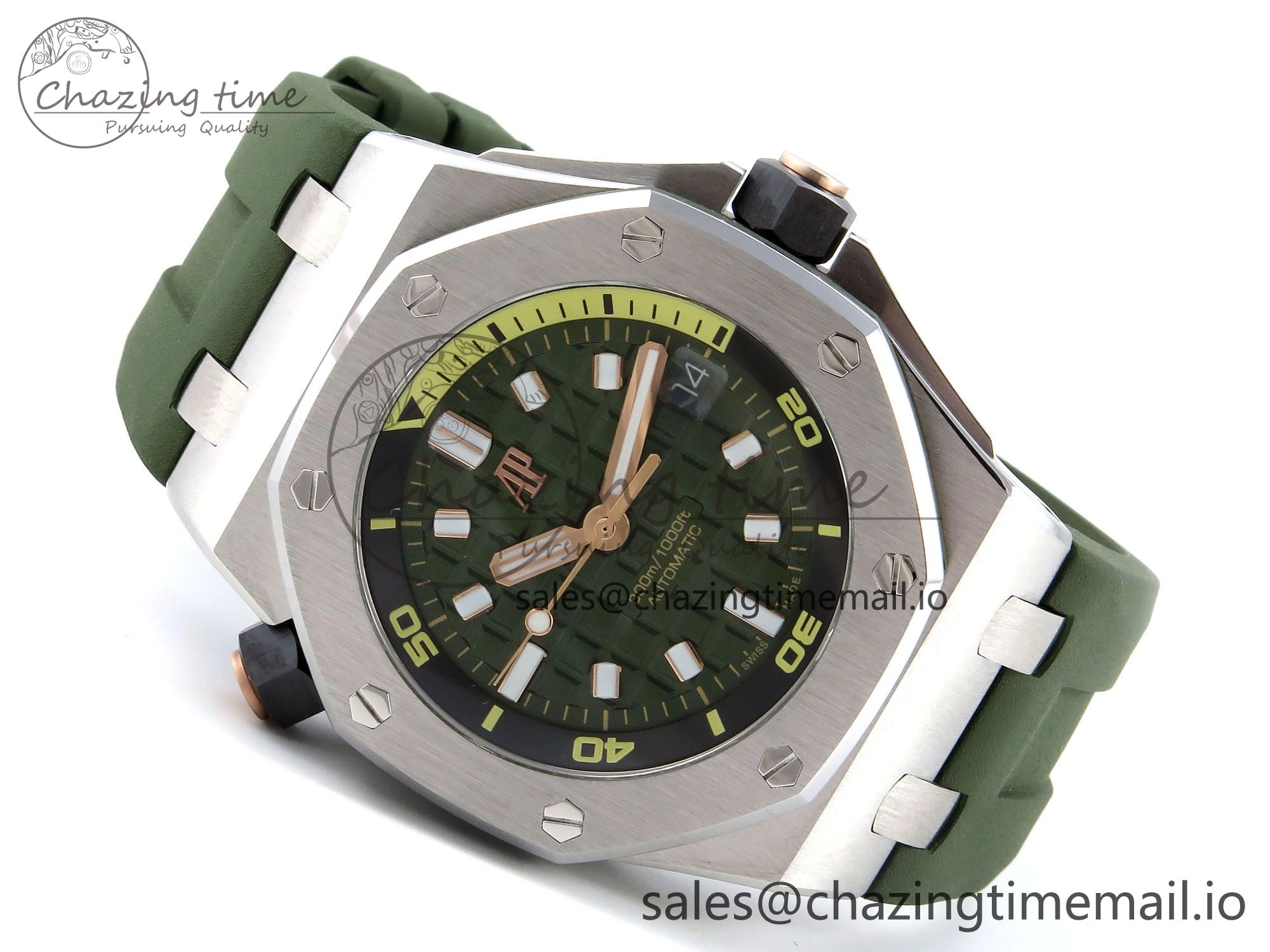Royal Oak Offshore Diver 15720 IPF Best Edition Green Dial on Green Rubber Strap A4308 V Lightweight 4404