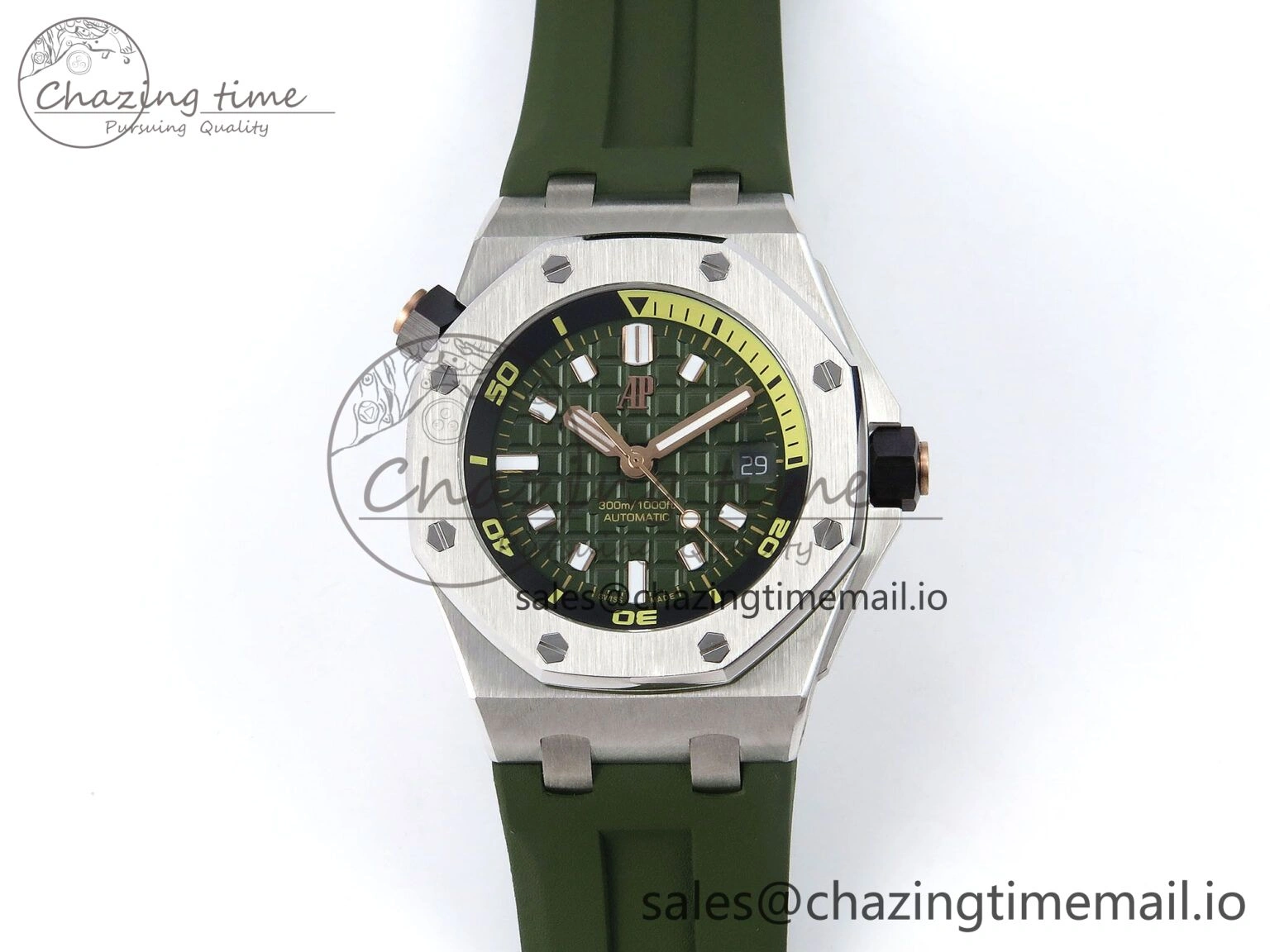 Royal Oak Offshore Diver 15720 IPF Best Edition Green Dial on Green Rubber Strap A4308 V Lightweight 4404