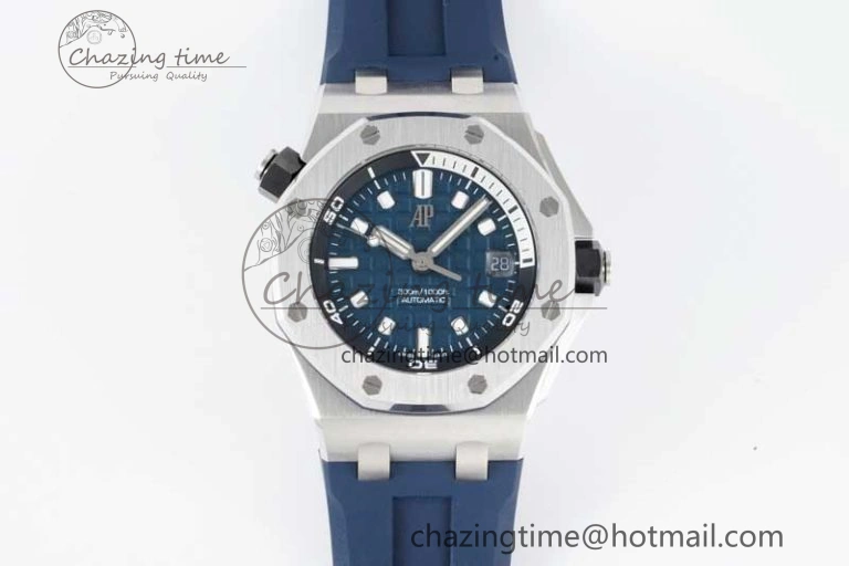Royal Oak Offshore Diver 15720 SS APF 1:1 Best Edition Blue Dial on Blue Rubber Strap A Modern 4614