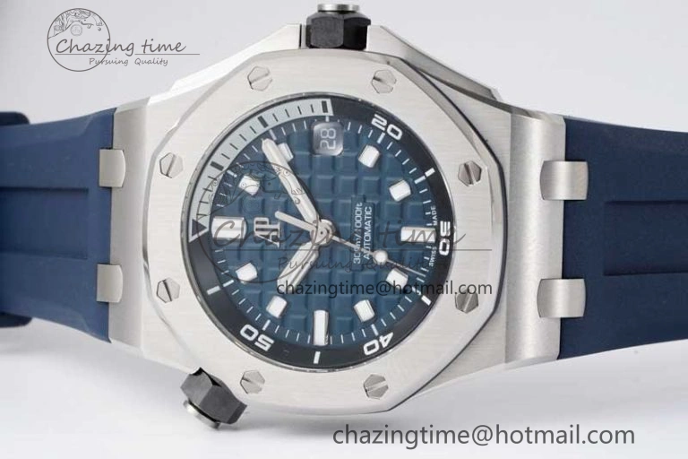 Royal Oak Offshore Diver 15720 SS APF 1:1 Best Edition Blue Dial on Blue Rubber Strap A Modern 4614