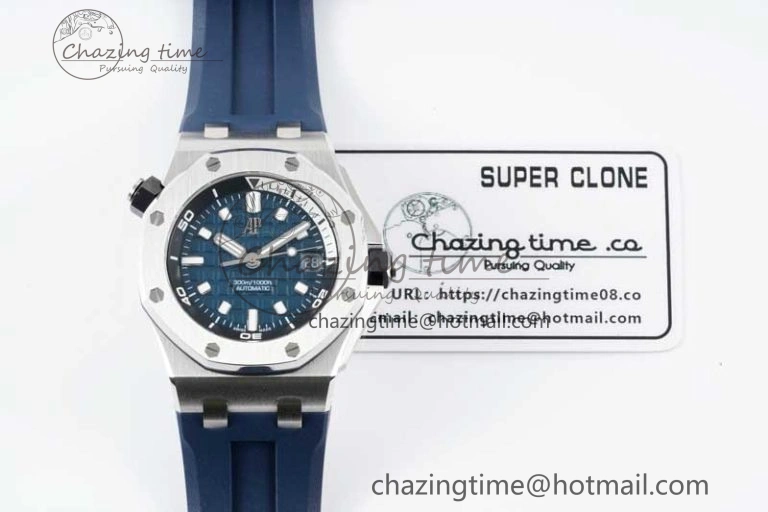 Royal Oak Offshore Diver 15720 SS APF 1:1 Best Edition Blue Dial on Blue Rubber Strap A Modern 4614