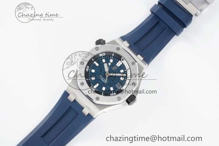 Royal Oak Offshore Diver 15720 SS APF 1:1 Best Edition Blue Dial on Blue Rubber Strap A Modern 4614