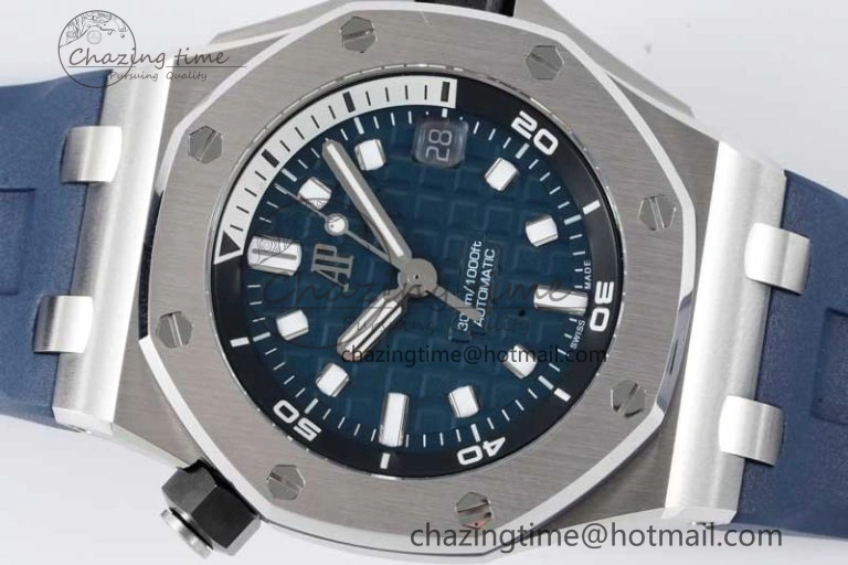 Royal Oak Offshore Diver 15720 SS APF 1:1 Best Edition Blue Dial on Blue Rubber Strap A Modern 4614