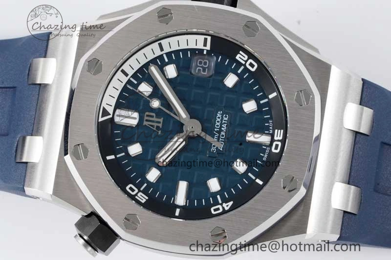 Royal Oak Offshore Diver 15720 SS APF 1:1 Best Edition Blue Dial on Blue Rubber Strap A Modern 4614