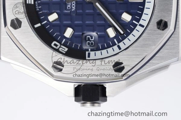 Modern Royal Oak Offshore Diver 15720 SS ZF 1:1 Best Edition Blue Dial on Blue Rubber Strap A 4678