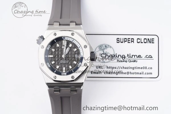 ComfortFit Royal Oak Offshore Diver 15720 SS ZF 1:1 Best Edition Gray Dial on Gray Rubber Strap A 4682