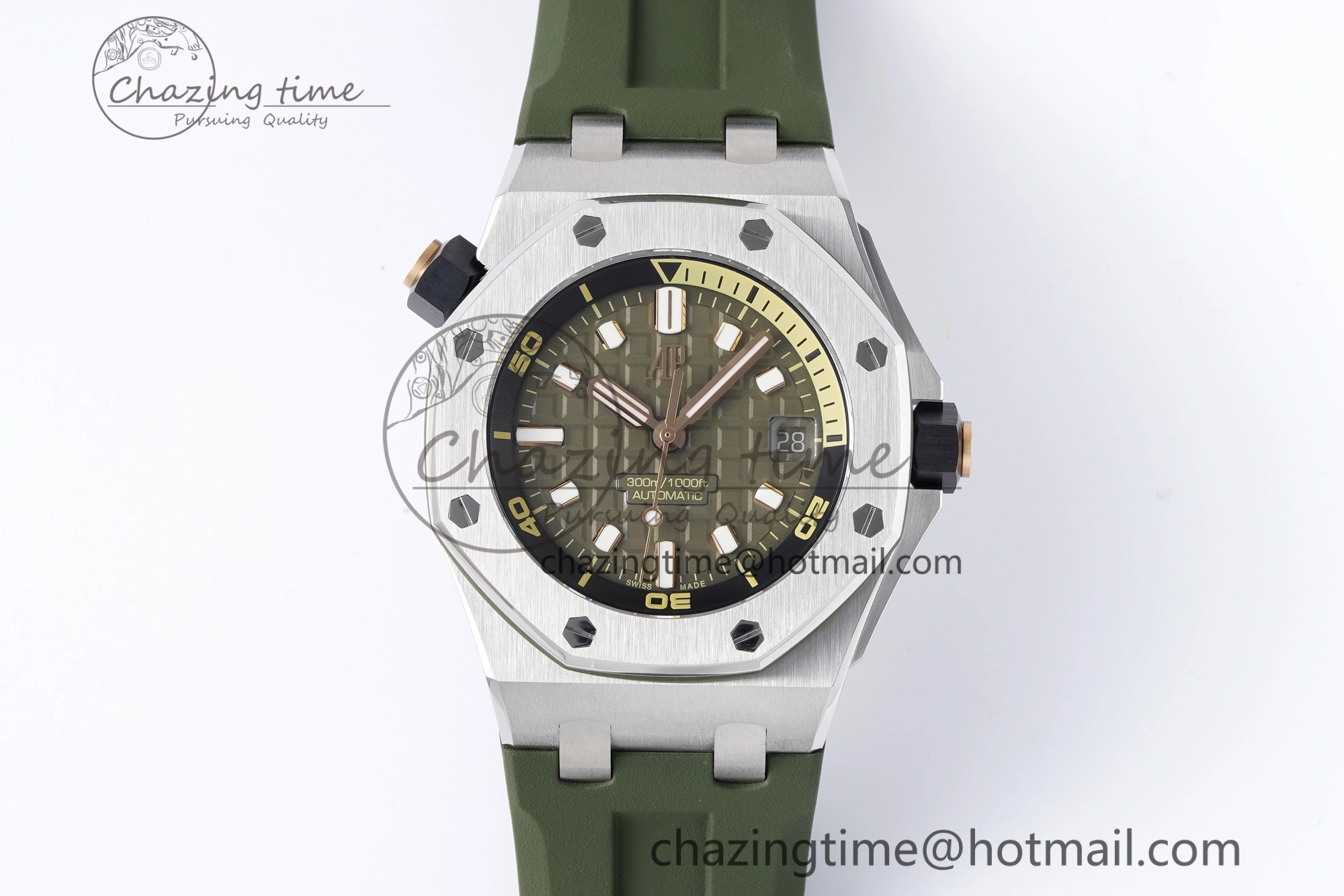 Royal Oak Offshore Diver 15720 SS ZF 1:1 Best Edition Green Dial on Green Rubber Strap A HighQuality 4680