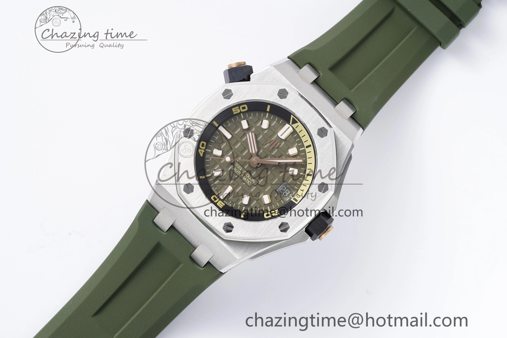 Royal Oak Offshore Diver 15720 SS ZF 1:1 Best Edition Green Dial on Green Rubber Strap A HighQuality 4680