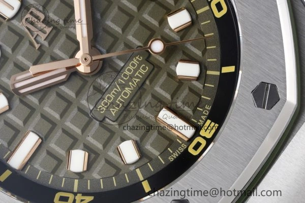 Royal Oak Offshore Diver 15720 SS ZF 1:1 Best Edition Green Dial on Green Rubber Strap A HighQuality 4680