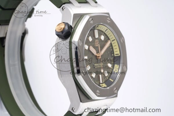 Royal Oak Offshore Diver 15720 SS ZF 1:1 Best Edition Green Dial on Green Rubber Strap A HighQuality 4680