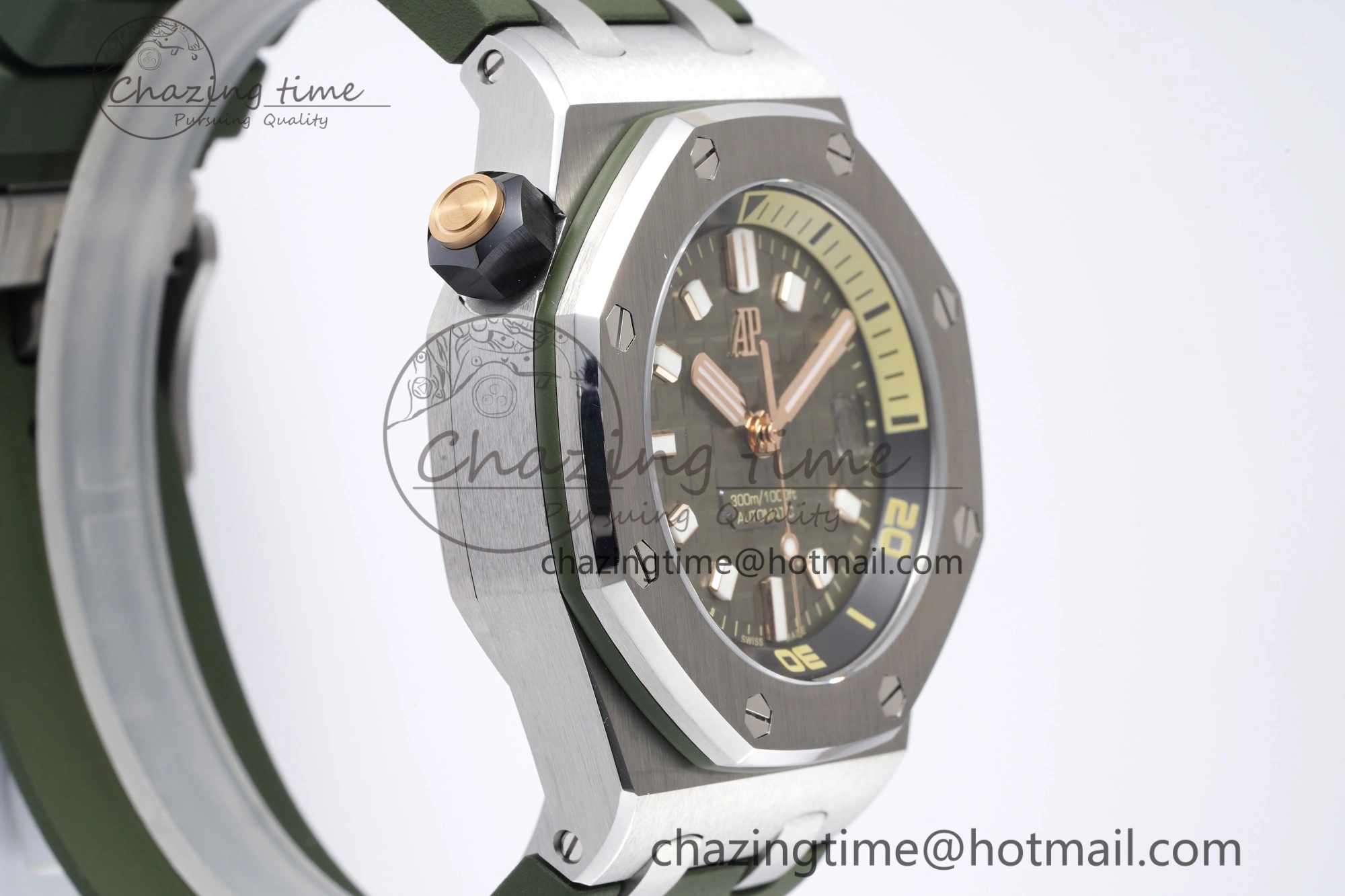 Royal Oak Offshore Diver 15720 SS ZF 1:1 Best Edition Green Dial on Green Rubber Strap A HighQuality 4680
