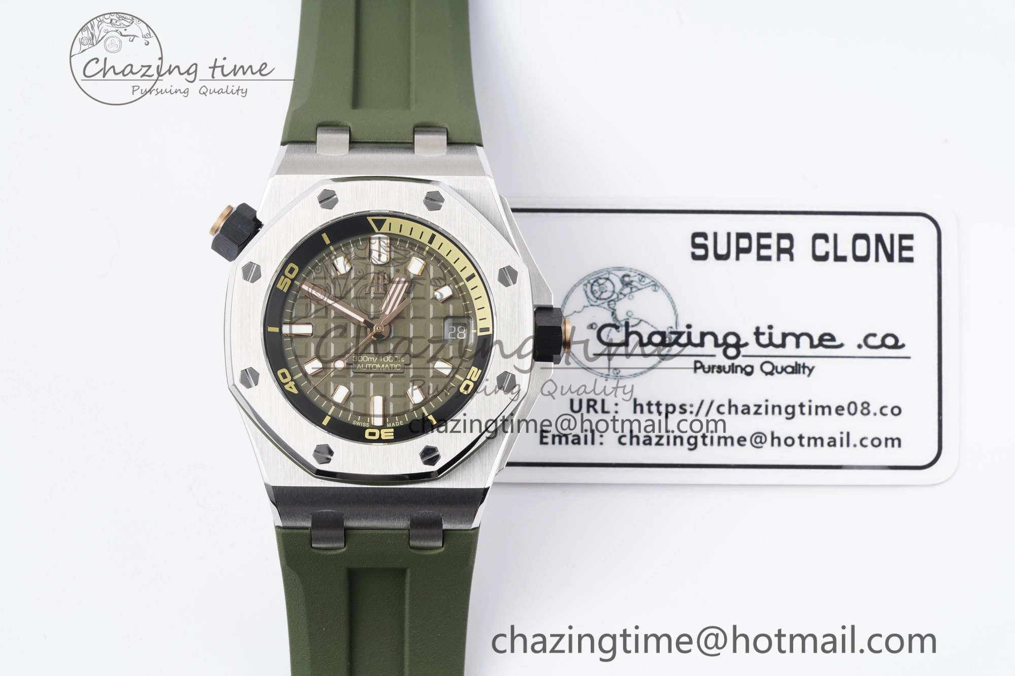 Royal Oak Offshore Diver 15720 SS ZF 1:1 Best Edition Green Dial on Green Rubber Strap A HighQuality 4680