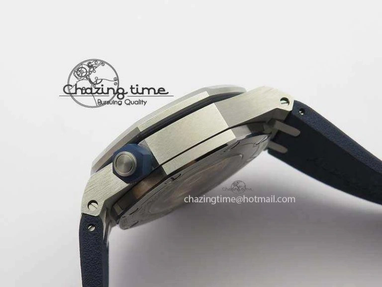 Royal Oak Offshore Diver 2017 Green 15710 JF 1:1 Best Edition On Blue Rubber Strap A3120 (Free XS Rubber Strap) Casual 5026