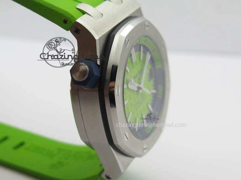 Royal Oak Offshore Diver 2017 Green 15710 JF 1:1 Best Edition On XS Rubber Strap A3120 (Free Rubber Strap) Practical 5027