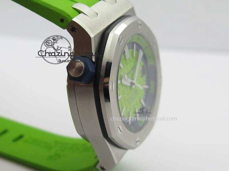 Royal Oak Offshore Diver 2017 Green 15710 JF 1:1 Best Edition On XS Rubber Strap A3120 (Free Rubber Strap) Practical 5027