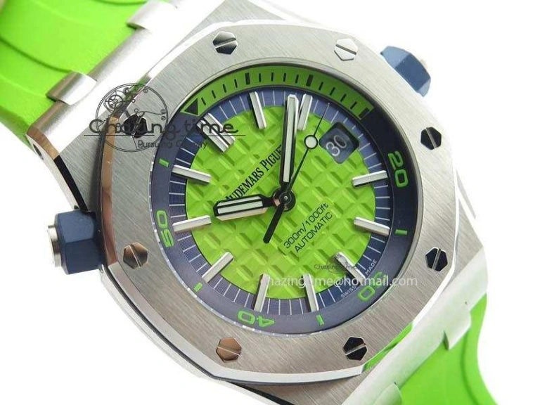 Royal Oak Offshore Diver 2017 Green 15710 JF 1:1 Best Edition On XS Rubber Strap A3120 (Free Rubber Strap) Practical 5027
