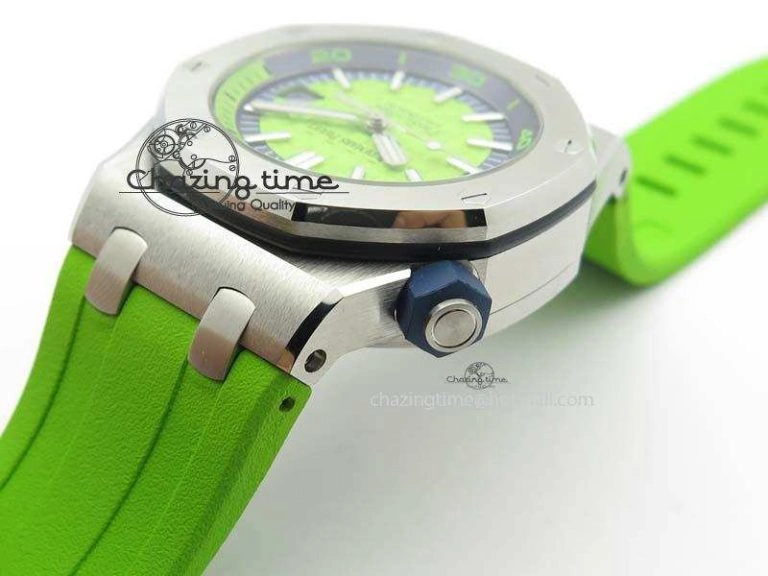 Royal Oak Offshore Diver 2017 Green 15710 JF 1:1 Best Edition On XS Rubber Strap A3120 (Free Rubber Strap) Practical 5027