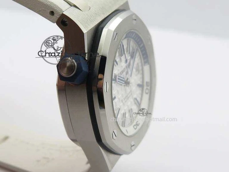 Effortless Royal Oak Offshore Diver 2017 White 15710 JF 1:1 Best Edition On XS Rubber Strap A3120 (Free Rubber Strap) 5030