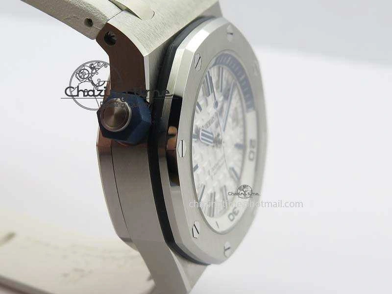 Effortless Royal Oak Offshore Diver 2017 White 15710 JF 1:1 Best Edition On XS Rubber Strap A3120 (Free Rubber Strap) 5030