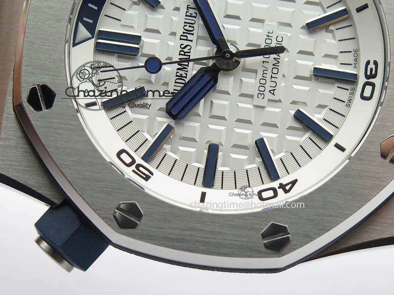 Effortless Royal Oak Offshore Diver 2017 White 15710 JF 1:1 Best Edition On XS Rubber Strap A3120 (Free Rubber Strap) 5030