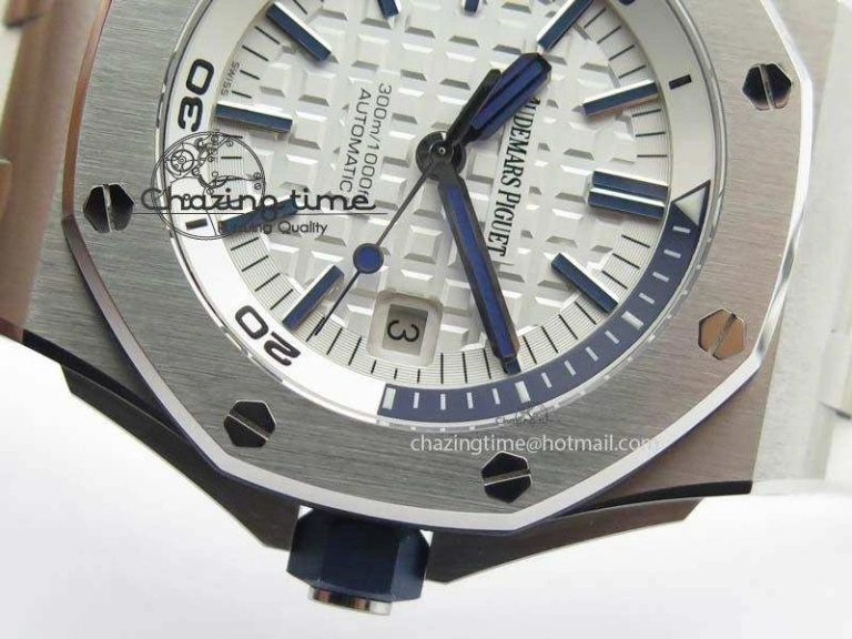 Effortless Royal Oak Offshore Diver 2017 White 15710 JF 1:1 Best Edition On XS Rubber Strap A3120 (Free Rubber Strap) 5030