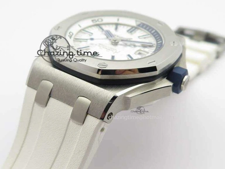 Effortless Royal Oak Offshore Diver 2017 White 15710 JF 1:1 Best Edition On XS Rubber Strap A3120 (Free Rubber Strap) 5030