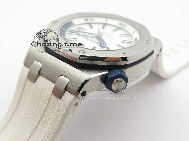 Effortless Royal Oak Offshore Diver 2017 White 15710 JF 1:1 Best Edition On XS Rubber Strap A3120 (Free Rubber Strap) 5030