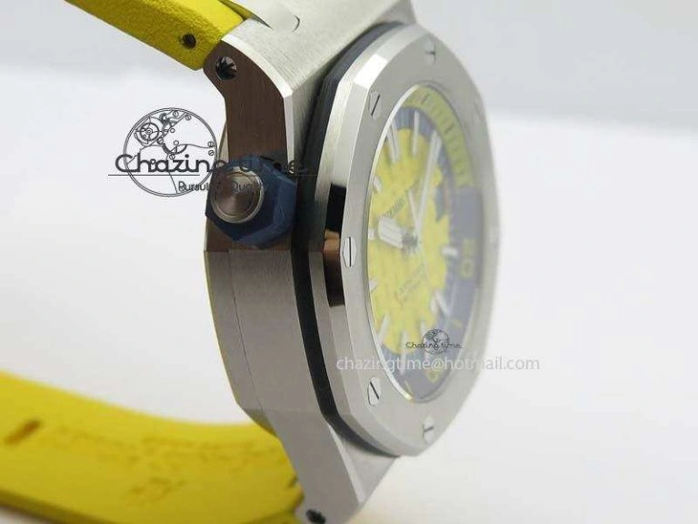 UrbanChic Royal Oak Offshore Diver 2017 Yellow 15710 JF 1:1 Best Edition On XS Rubber Strap A3120 (Free Rubber Strap) 5025