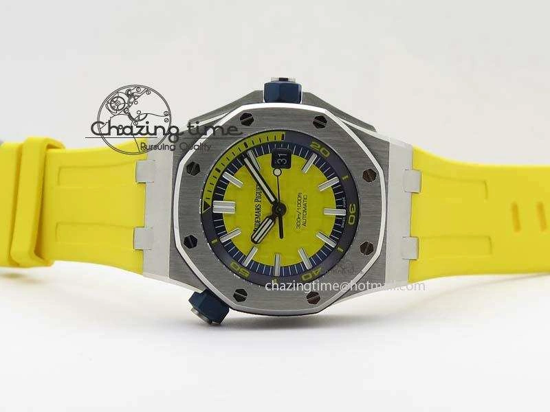 UrbanChic Royal Oak Offshore Diver 2017 Yellow 15710 JF 1:1 Best Edition On XS Rubber Strap A3120 (Free Rubber Strap) 5025