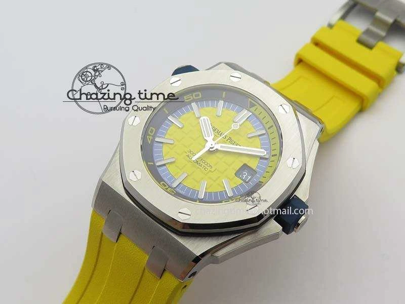UrbanChic Royal Oak Offshore Diver 2017 Yellow 15710 JF 1:1 Best Edition On XS Rubber Strap A3120 (Free Rubber Strap) 5025