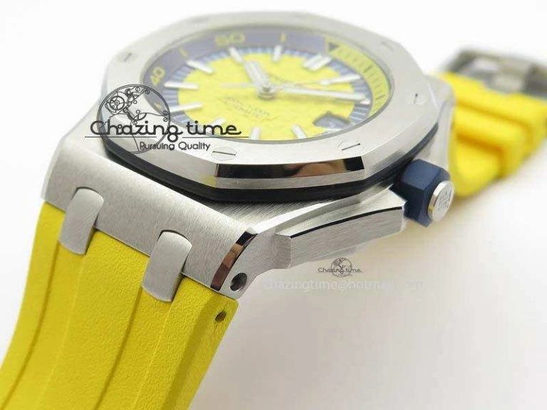 UrbanChic Royal Oak Offshore Diver 2017 Yellow 15710 JF 1:1 Best Edition On XS Rubber Strap A3120 (Free Rubber Strap) 5025