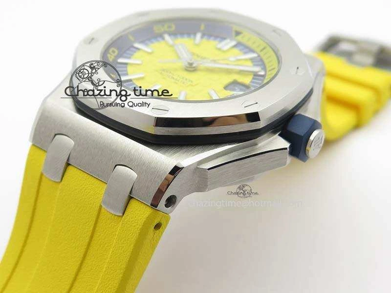 UrbanChic Royal Oak Offshore Diver 2017 Yellow 15710 JF 1:1 Best Edition On XS Rubber Strap A3120 (Free Rubber Strap) 5025