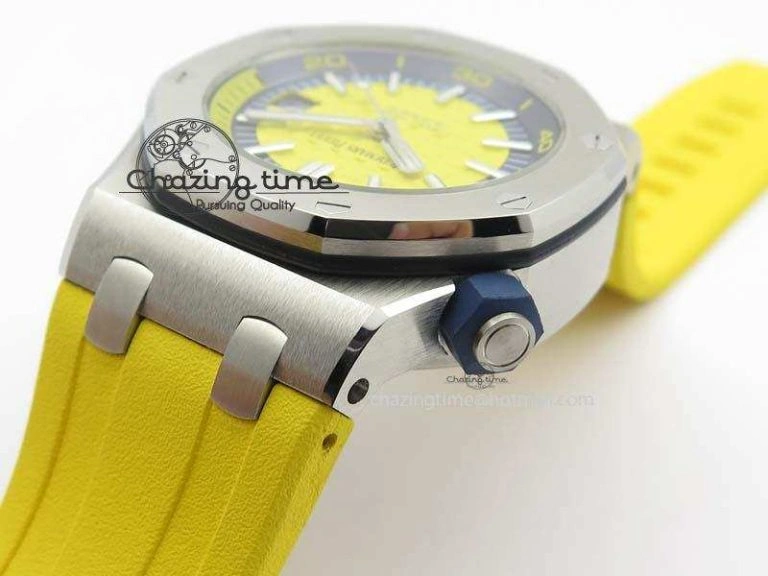 UrbanChic Royal Oak Offshore Diver 2017 Yellow 15710 JF 1:1 Best Edition On XS Rubber Strap A3120 (Free Rubber Strap) 5025