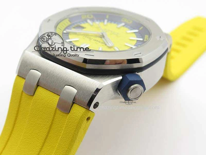 UrbanChic Royal Oak Offshore Diver 2017 Yellow 15710 JF 1:1 Best Edition On XS Rubber Strap A3120 (Free Rubber Strap) 5025