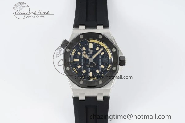 Royal Oak Offshore Diver Black Ceramic Bezel 15720 IPF Best Edition Black Dial on Black Rubber Strap A Flexible 4708