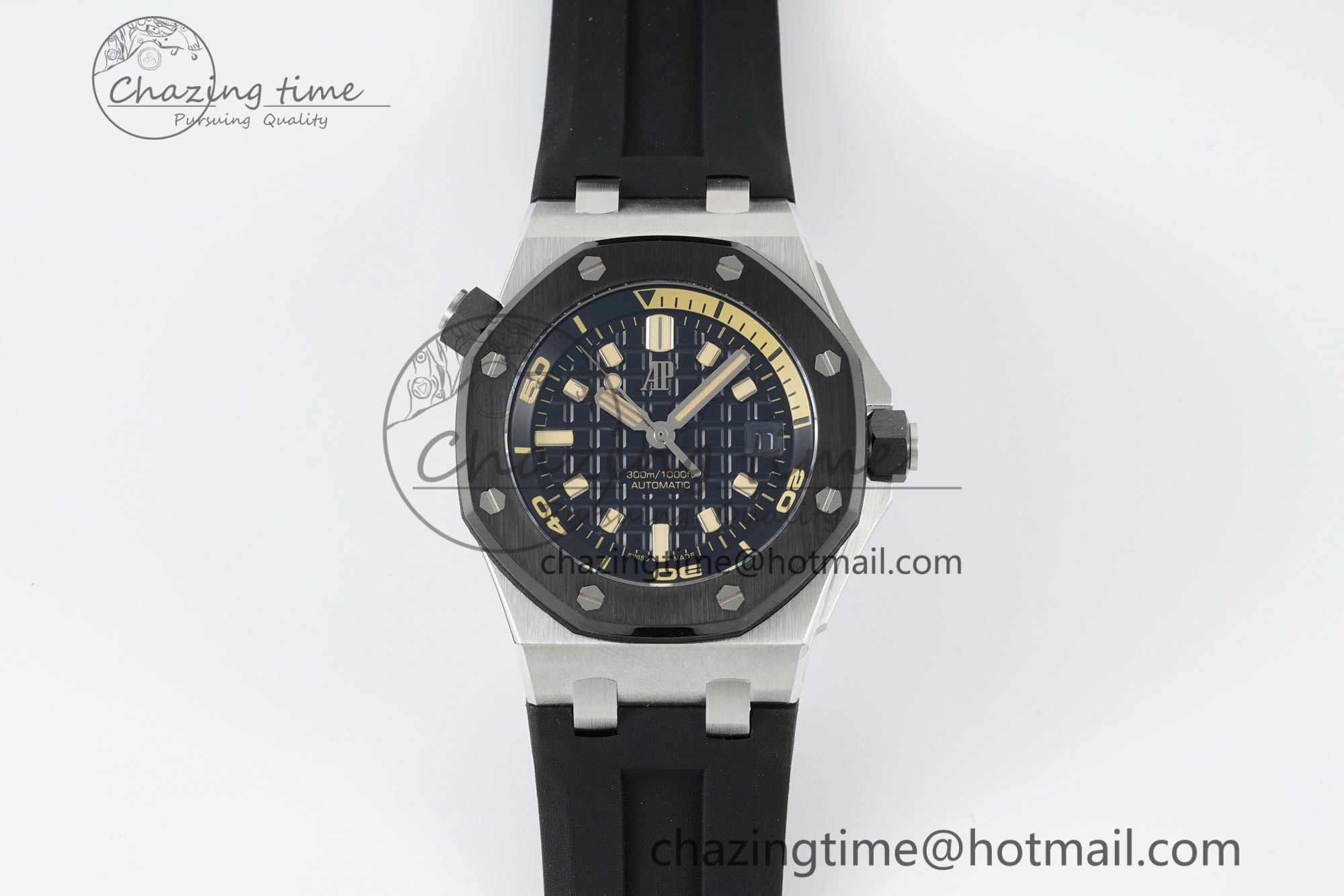 Royal Oak Offshore Diver Black Ceramic Bezel 15720 IPF Best Edition Black Dial on Black Rubber Strap A Flexible 4708