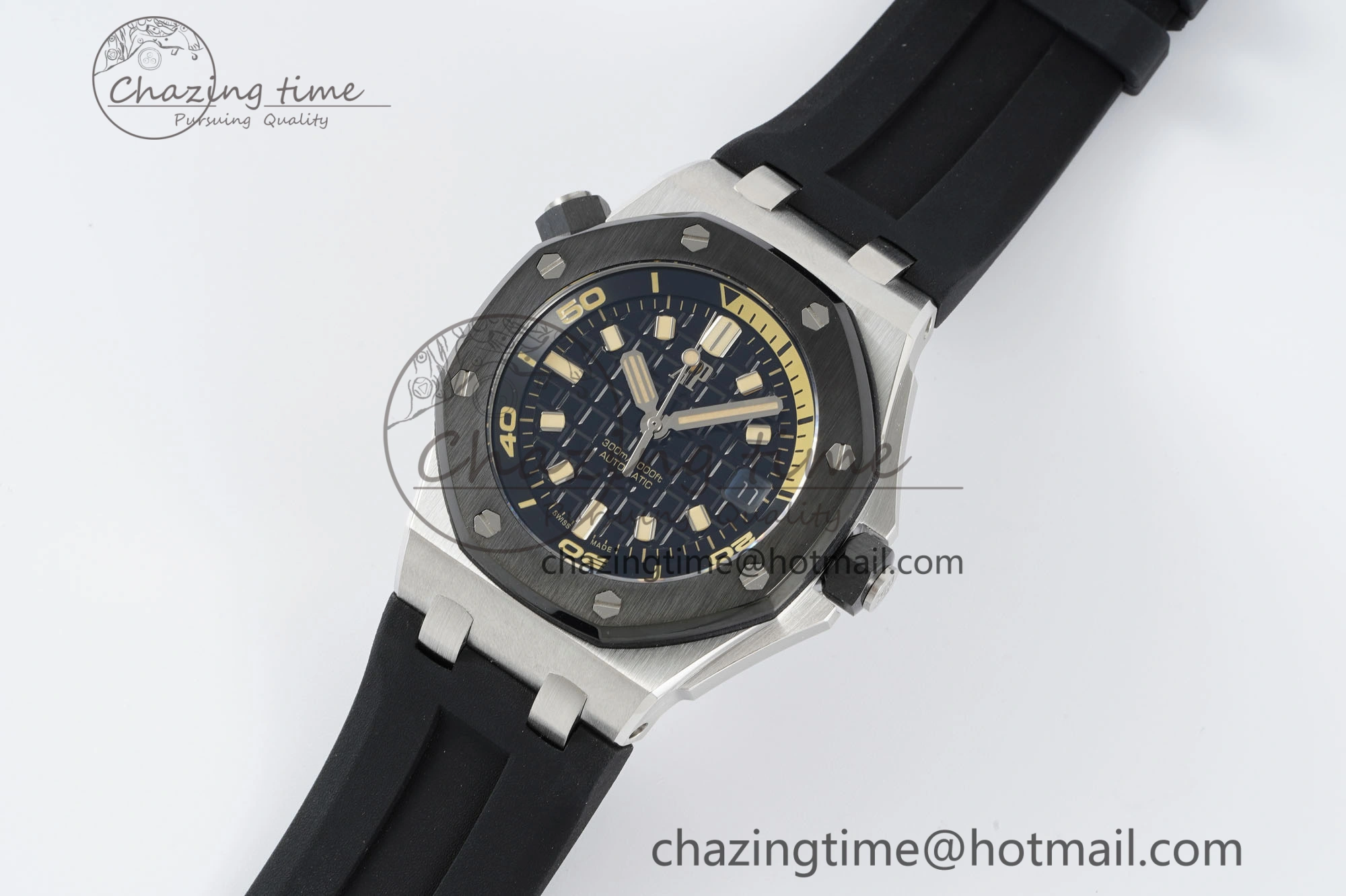 Royal Oak Offshore Diver Black Ceramic Bezel 15720 IPF Best Edition Black Dial on Black Rubber Strap A Flexible 4708